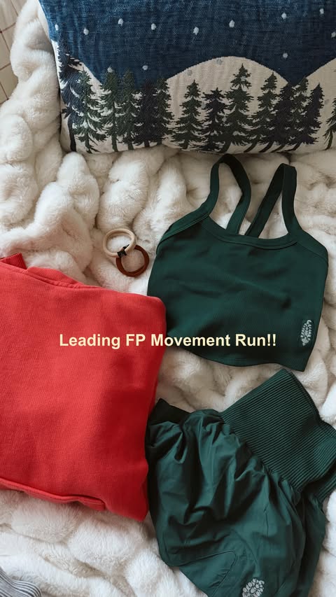 Instagram post by @abi.cado for FP Movement. Caption reads: this is actually the best morning ever, so excited....