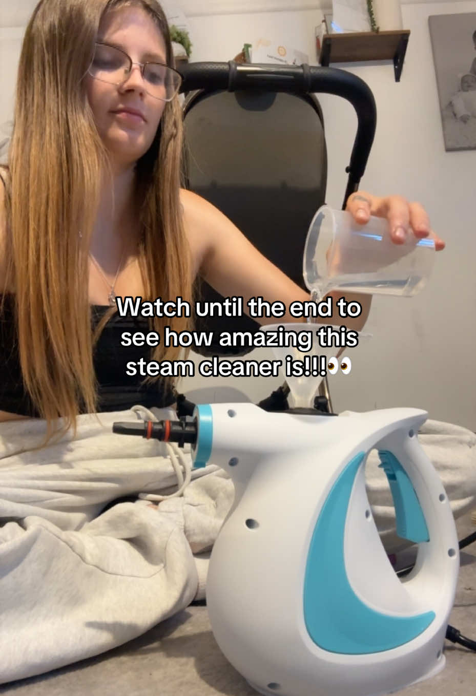 TikTok post by @adelturnerr for REDHUT. Caption reads: [...] Ft. My brand new steam cleaner from @REDHUT....