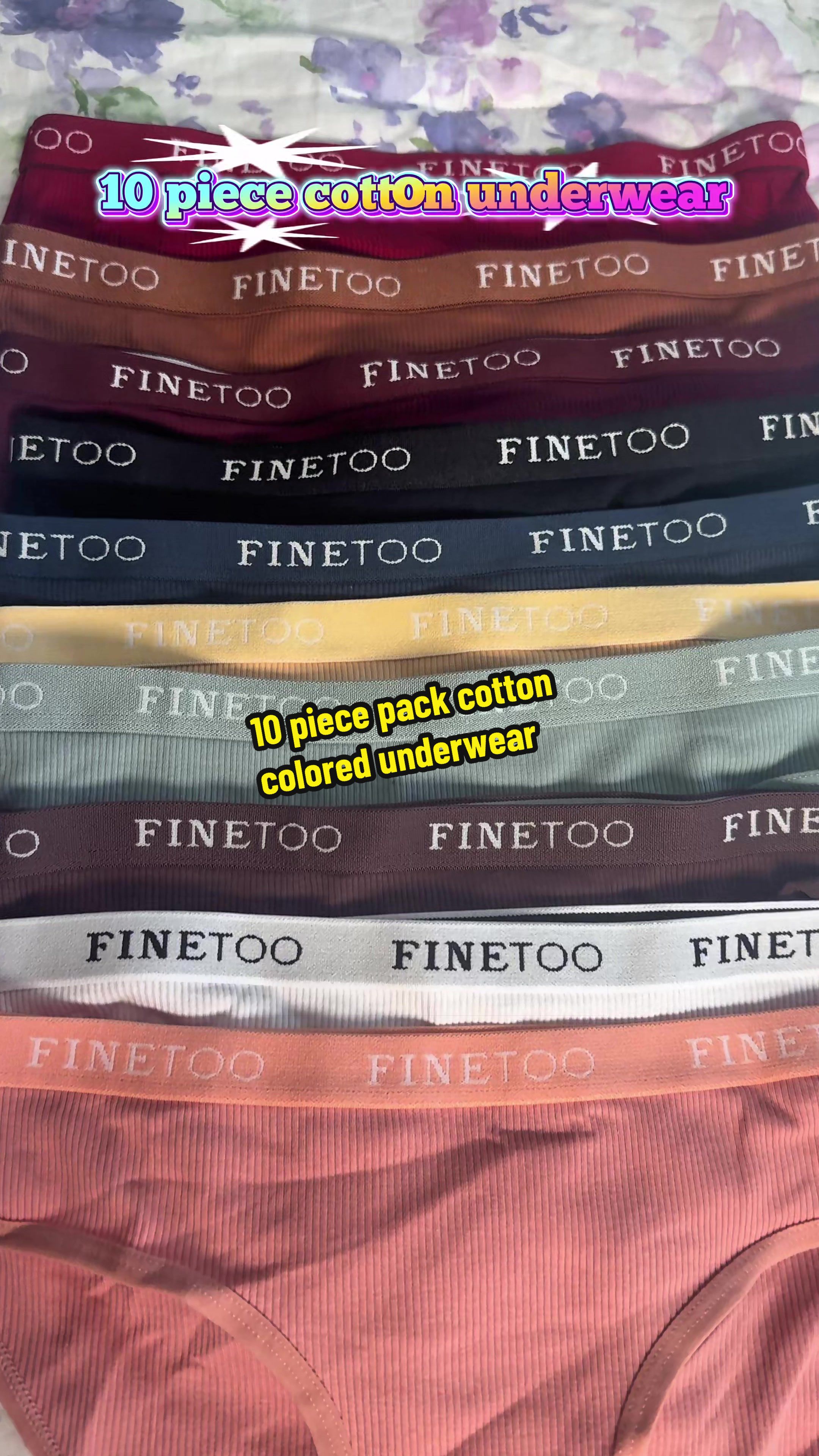 TikTok post by @randiwise3 for FINETOO. Caption reads: [...] #cottonunderwear @FINE TOO @FINETOO @FINE....