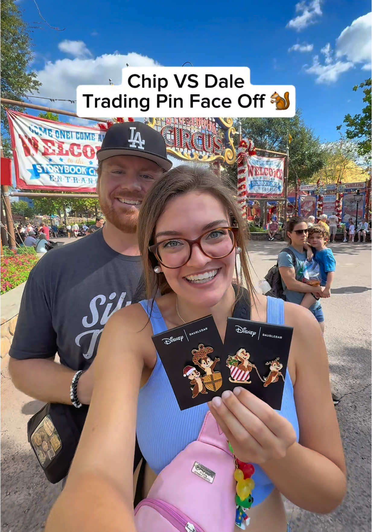 TikTok post by @summmerlyyy for BaubleBar. Caption reads: Chip VS Dale Disney Trading Pin Competition at....