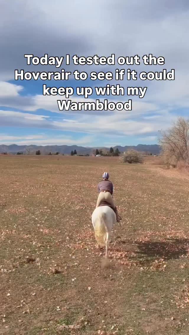 Instagram post by @ahorsiegirl for HOVERAir. Caption reads: Ok I am having way too much much fun with this....