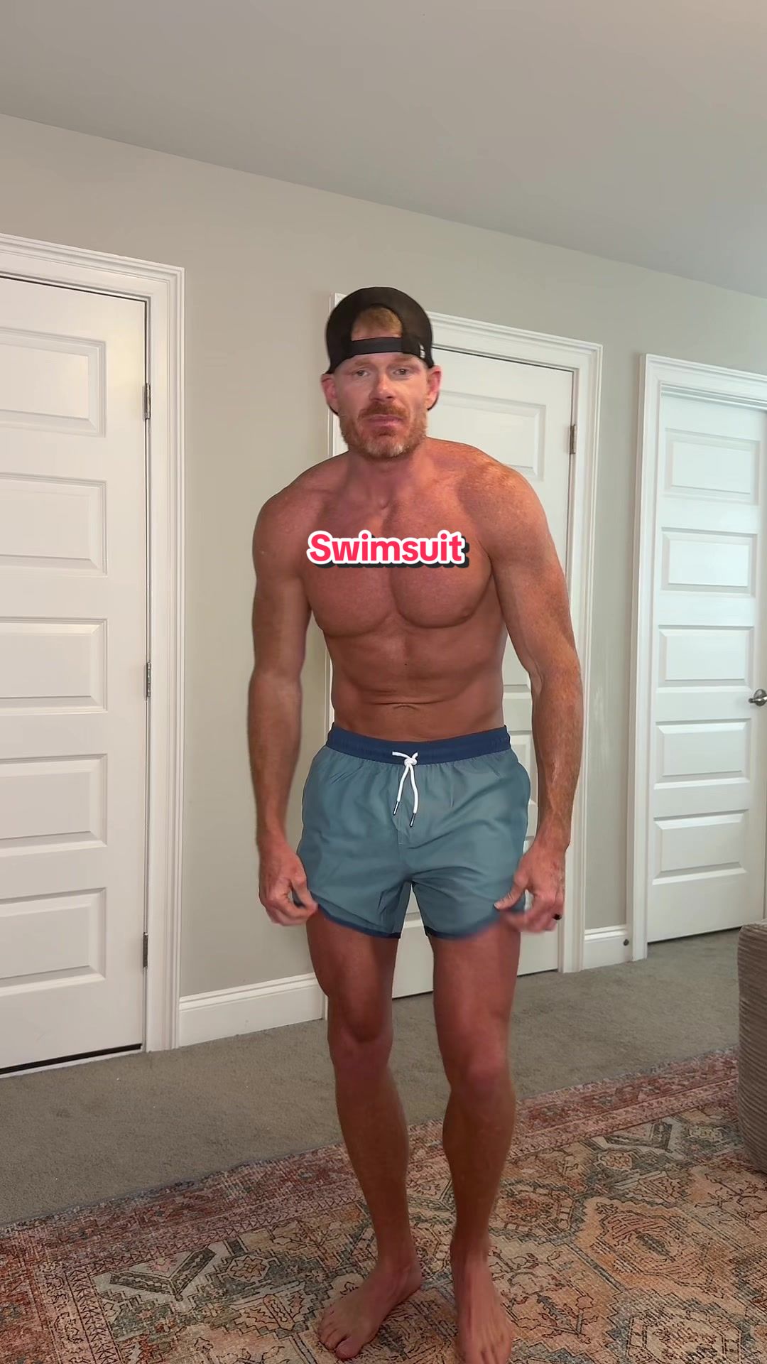 TikTok post by @dustinrwalton for Maamgic. Caption reads: Go grab these awesome swim trunks from....