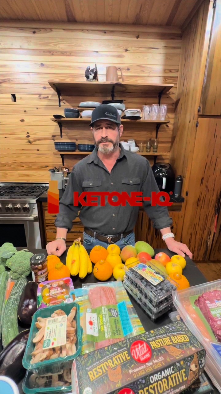 Instagram post by @drjeremylondon for Ketone-IQ. Caption reads: What does a Heart Surgeon buy from the grocery....