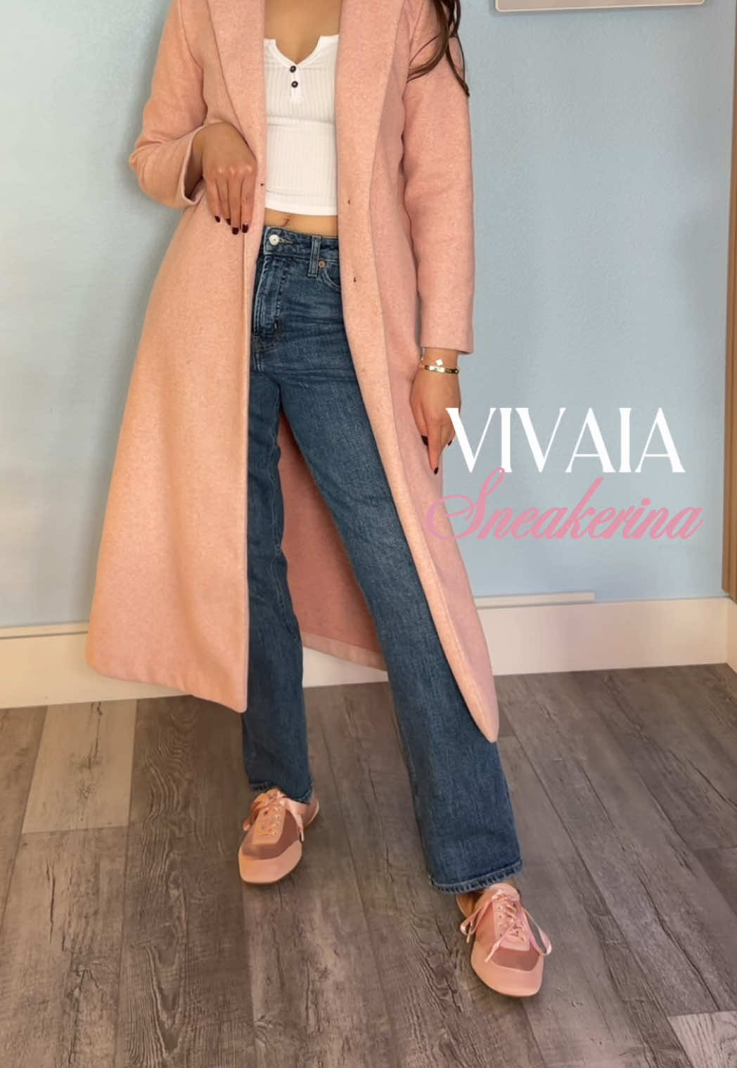 TikTok post by @marishmarquinez for VIVAIA. Caption reads: These pink sneakerina from Vivaia are sooo cute....