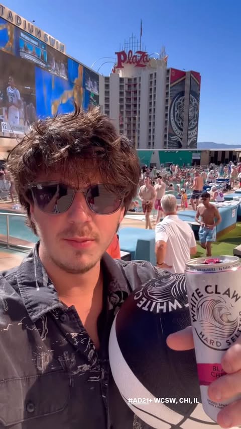 Instagram post by @willdonnellon for White Claw. Caption reads: finding the biggest White Claw in Las Vegas #AD21+....
