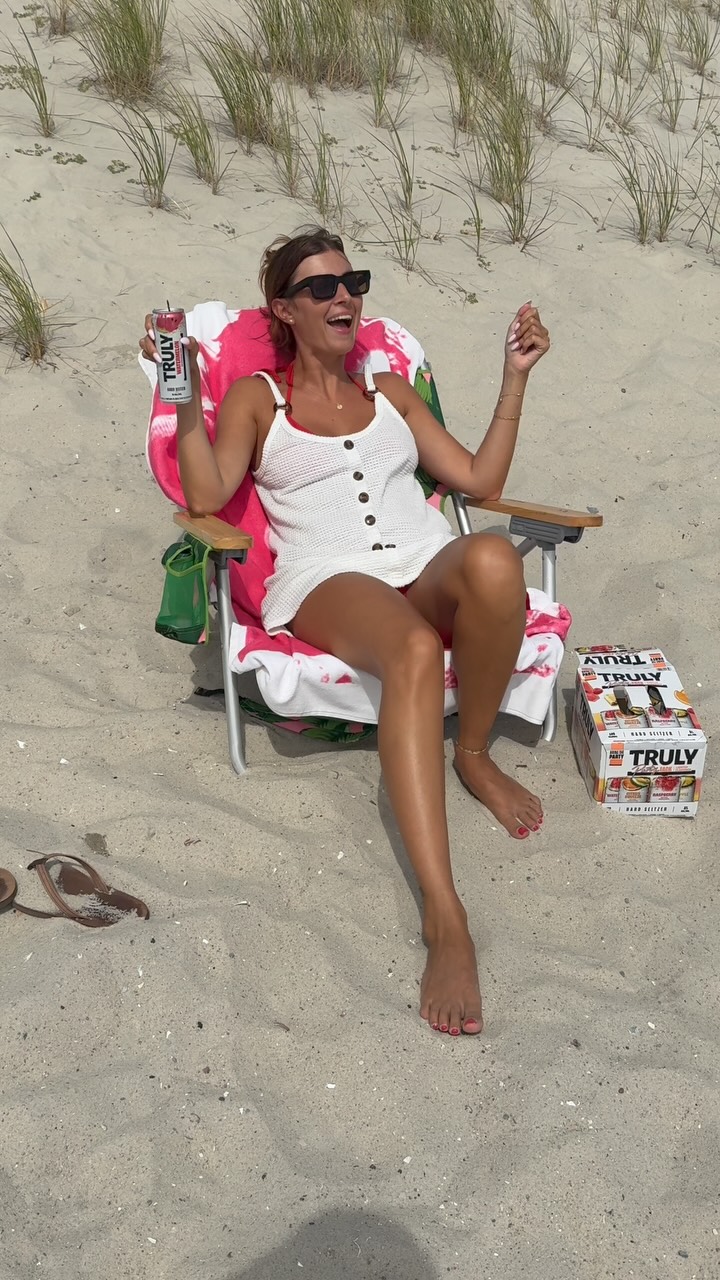 Instagram post by @francescamariano for Truly Hard Seltzer. Caption reads: It’s a tough job, someone’s gotta do it @truly.