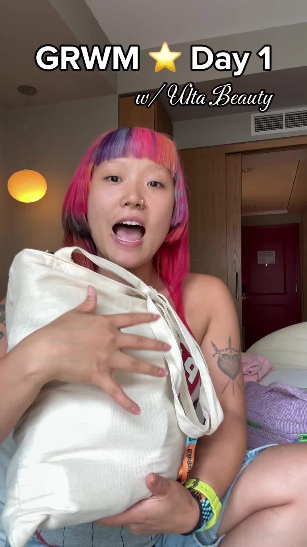 Instagram post by @ameyaokamoto for Ulta Beauty. Caption reads: GRWM for Day 1 w/ @ultabeauty....