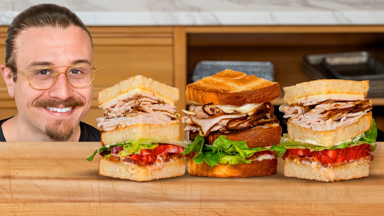 YouTube post by @JoshuaWeissmanRecipes for Typhur. Caption reads: The Ultimate Club Sandwich At Home.