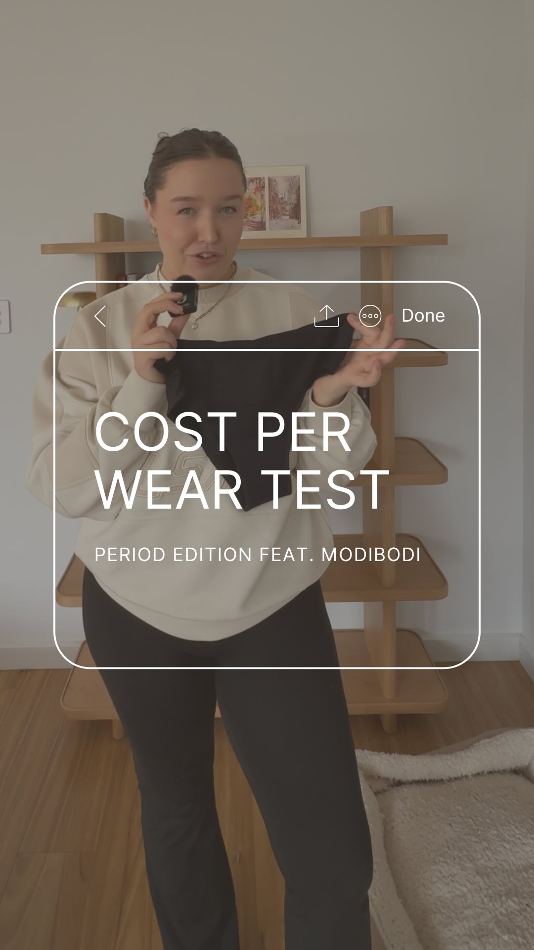 Instagram post by @smileycitrus for Modibodi. Caption reads: Are period undies actually worth the price? The....