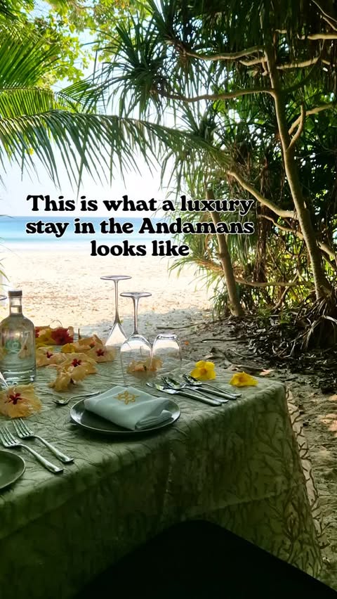 Instagram post by @poutpretty for Taj Hotels. Caption reads: Ever wondered what a luxury stay in the Andamans....