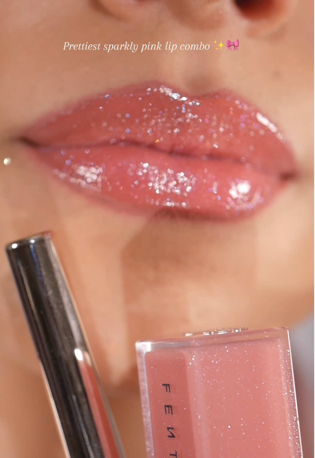 TikTok post by @miabgalvan for Fenty Beauty. Caption reads: The sparkly lip combo of the season ✨ @Fenty....