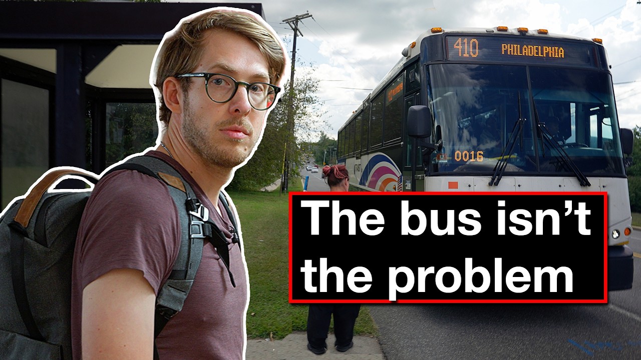 YouTube post by @evan for Squarespace. Caption reads: I Tried Using Public Transit in an American Suburb....