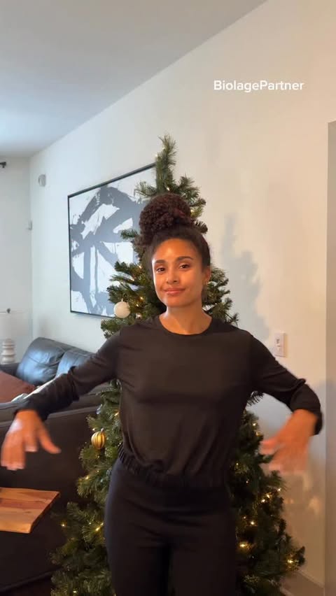 Instagram post by @miriah_celeste for Biolage. Caption reads: [...] hydrated this holiday season using the....