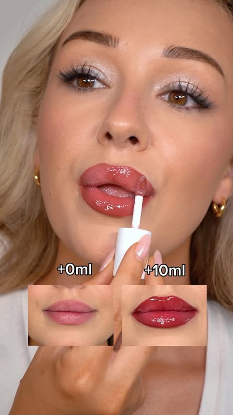 Instagram post by @sydneypurl for nooni. Caption reads: Instant plump lips using @nooni_official Lip Oil &....