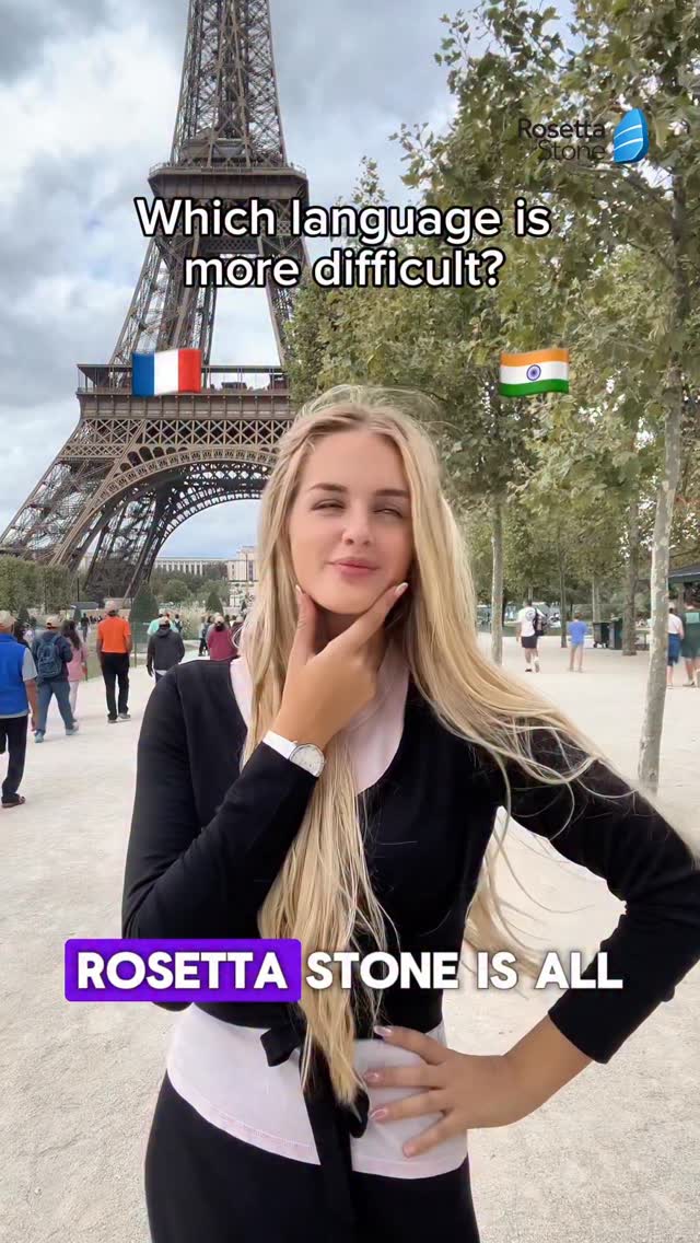 Instagram post by @sophialeetravel for Rosetta Stone. Caption reads: [...] look much more difficult… but with Rosetta....