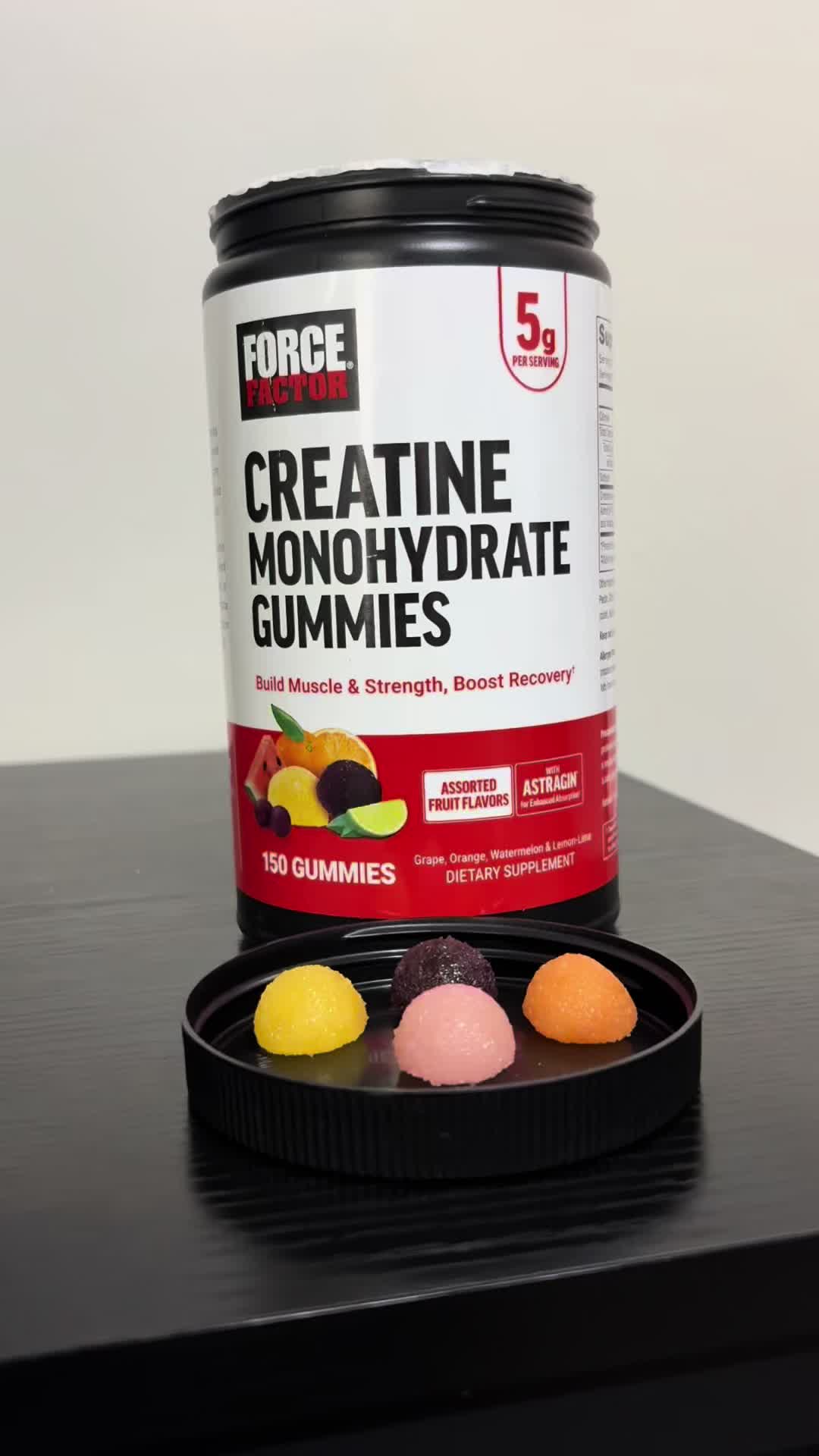 TikTok post by @sassystasha01 for Force Factor. Caption reads: Build Muscle and Strength while Boosting Recovery....