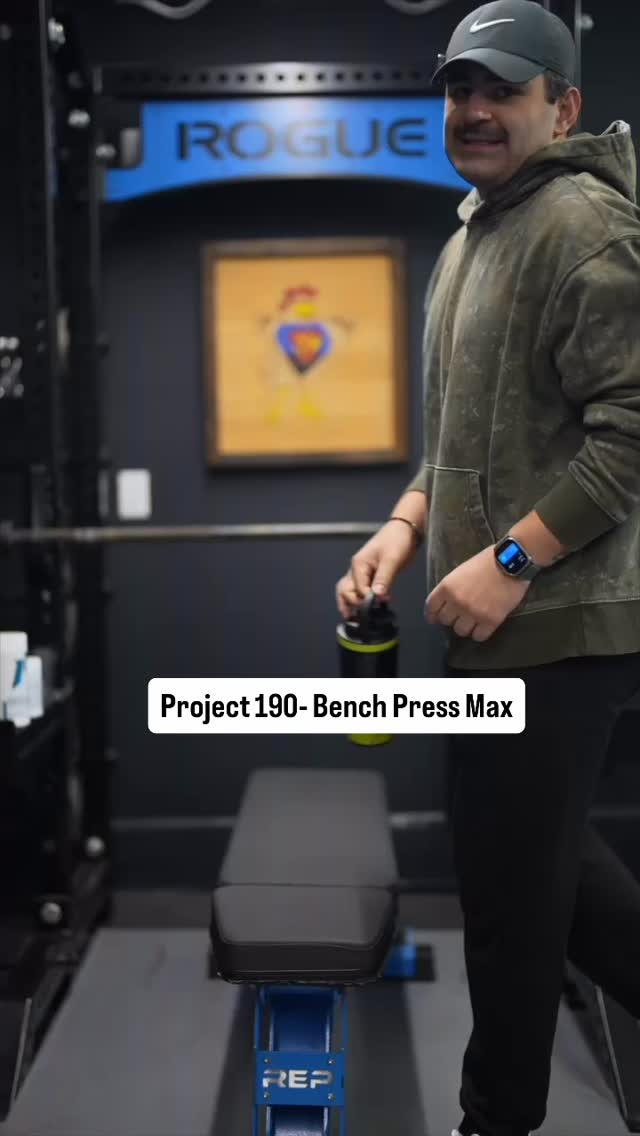 Instagram post by @joe_mennellaiv for 1st Phorm. Caption reads: Just realized I missed the bench so much. #gymvlog....