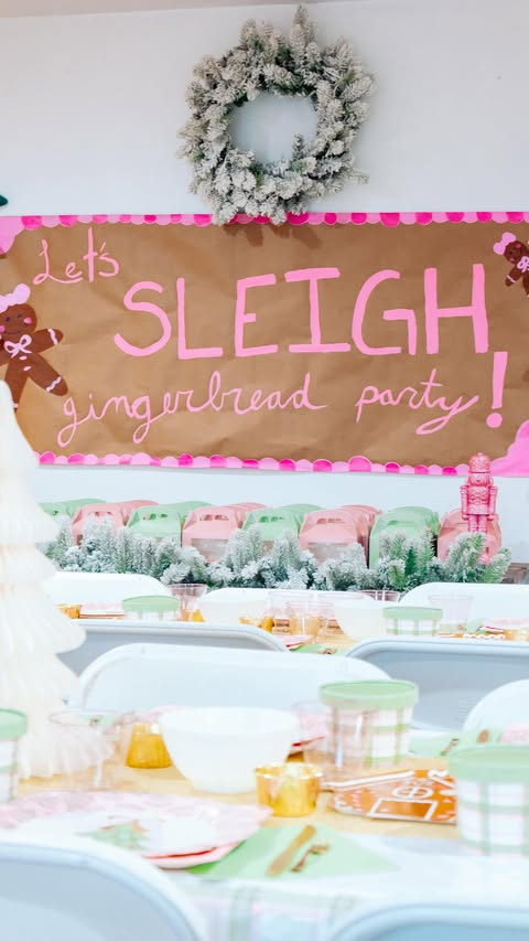 Instagram post by @ambsryan_ for Oriental Trading. Caption reads: [...] a gingerbread house party thanks to....