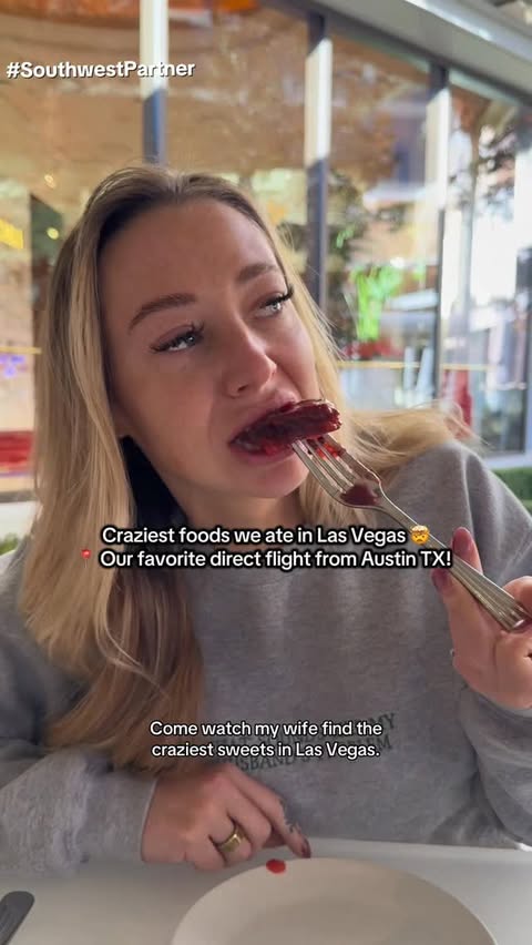 Instagram post by @atxjulsey for Southwest Airlines. Caption reads: The craziest sweet treats you can get in Las Vegas....