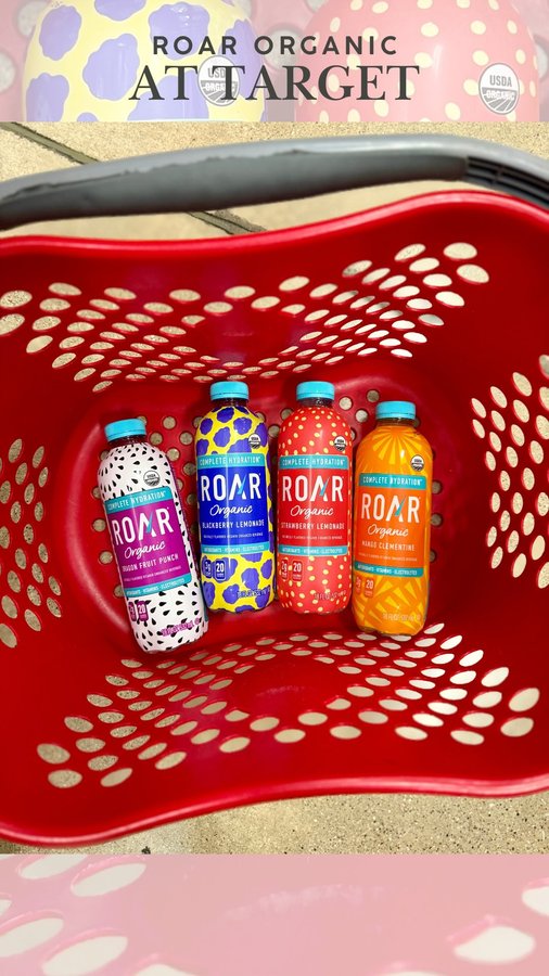 Instagram post by @tarjaymaxx for ROAR Organic. Caption reads: [...] to try this summer! 🛒✨ ROAR Organic just....