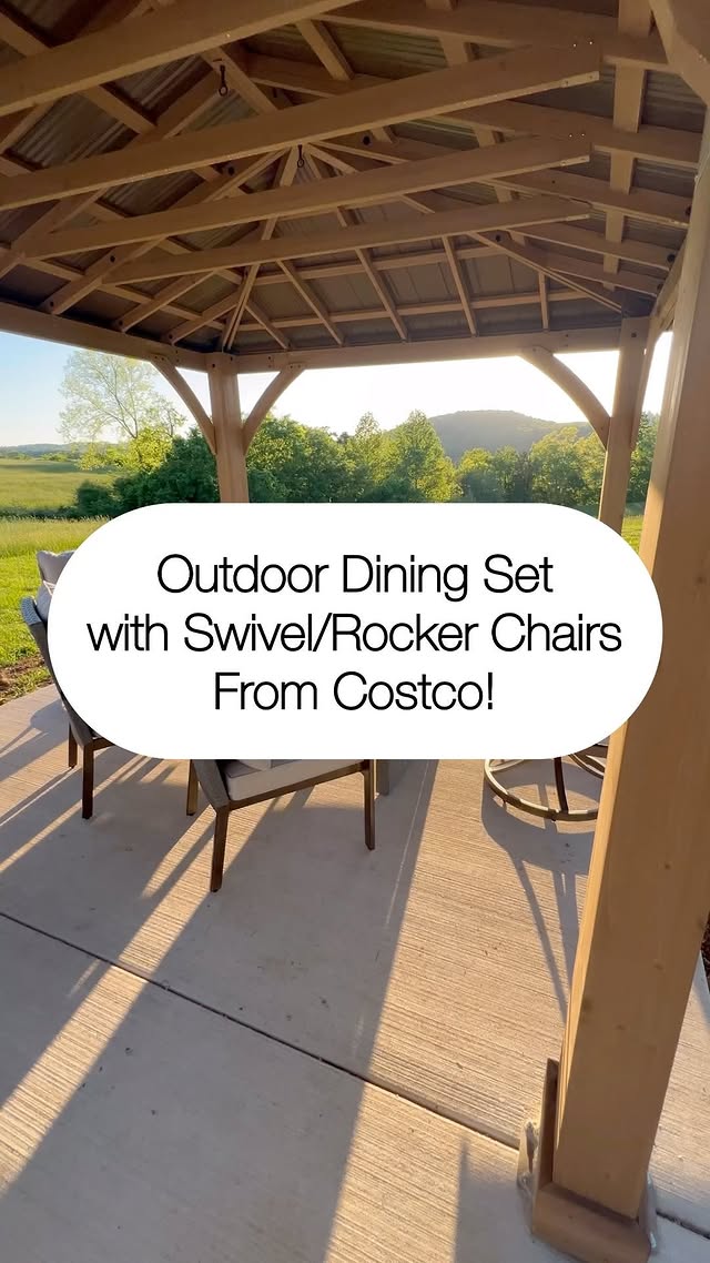 Instagram post by an influencer for Unknown Brand. Caption reads: 💕 Outdoor dining set at Costco! This is the....