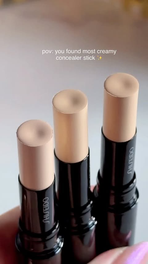 Instagram post by @fromsandyxo for SHISEIDO. Caption reads: pov: you found most creamy concealer stick....