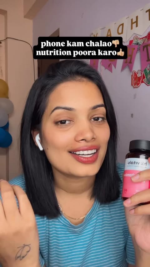 Instagram post by @varshathakurinsta for HK Vitals. Caption reads: Behn, agar roz thakaan, mood swings, hairfall aur....