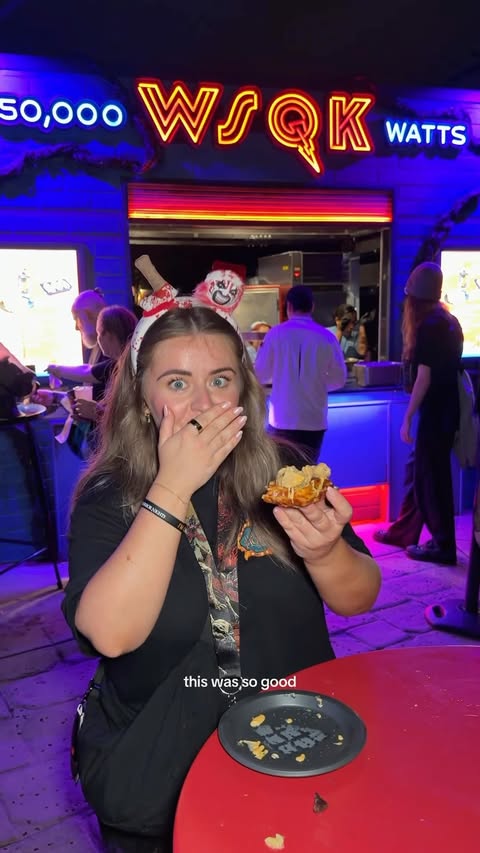 Instagram post by @nathanandgrace_ for Halloween Horror Nights. Caption reads: Everything we ate at Halloween Horror Nights at....