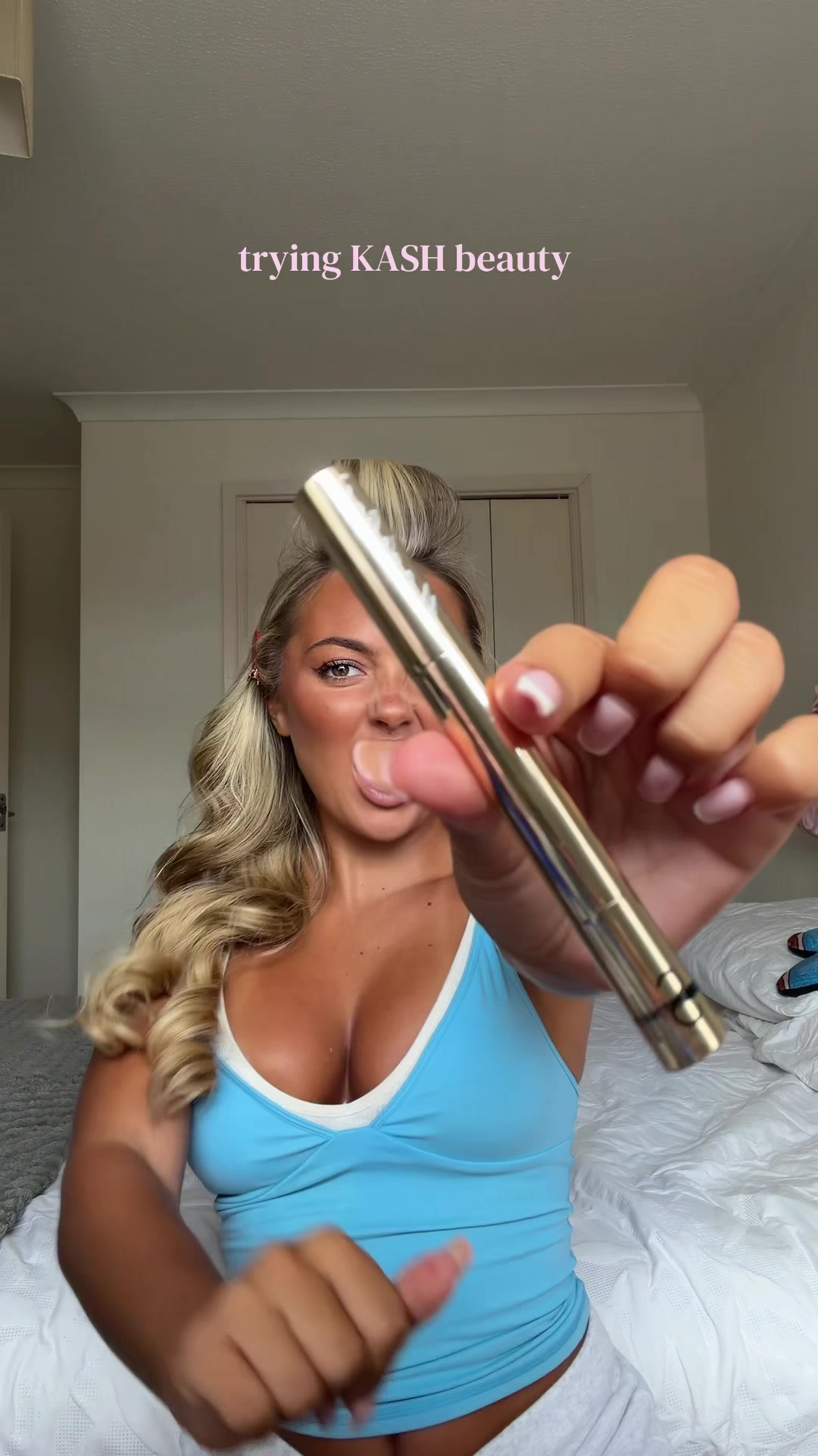 TikTok post by @lilgrimz for Doll Beauty. Caption reads: Obsessed @KASHBeauty.uk 🩷 lipstick is @Doll....