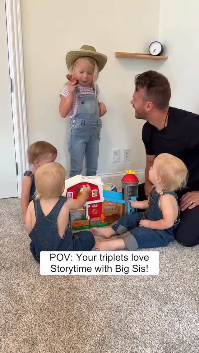 Instagram post by @jordanflom for Fisher-Price. Caption reads: We love seeing our kids play together and their....