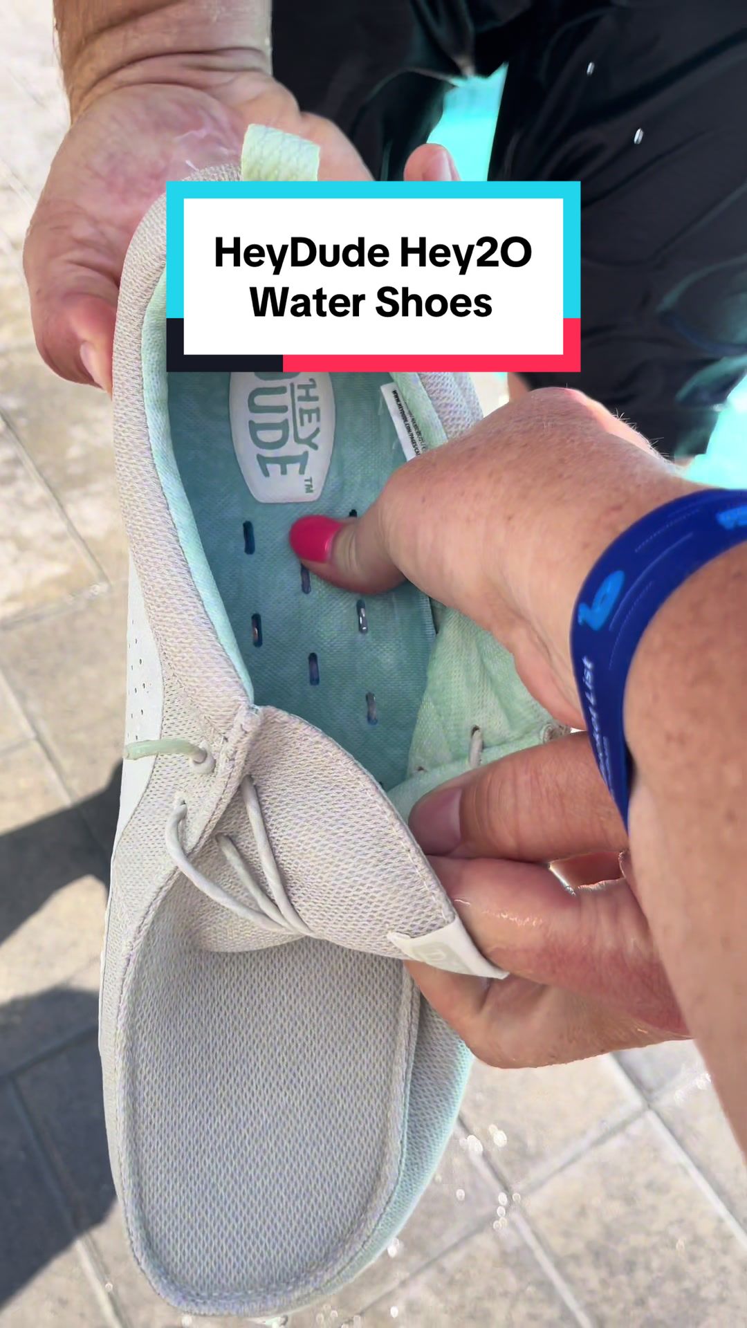 TikTok post by @jeremyreviews for HEYDUDE. Caption reads: [...] just jumped in the water with my normal....