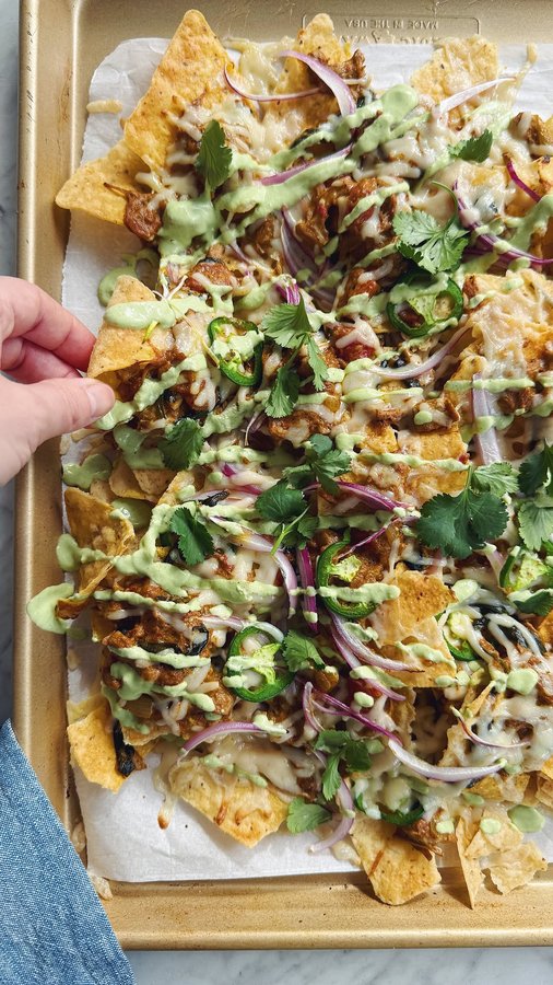 Instagram post by @hotforfood for Cha's Organics. Caption reads: why make your usual #nachos for #superbowl Sunday....