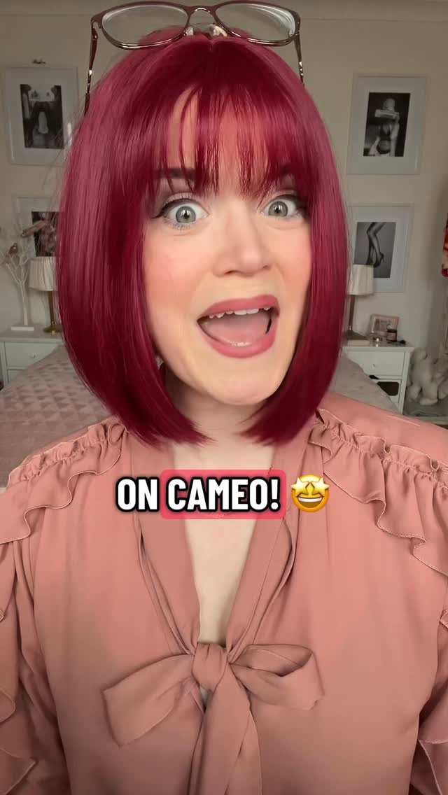 Instagram post by @caroline.shops for Cameo. Caption reads: Shut the front door - I’m on Cameo! 🤩 The web....