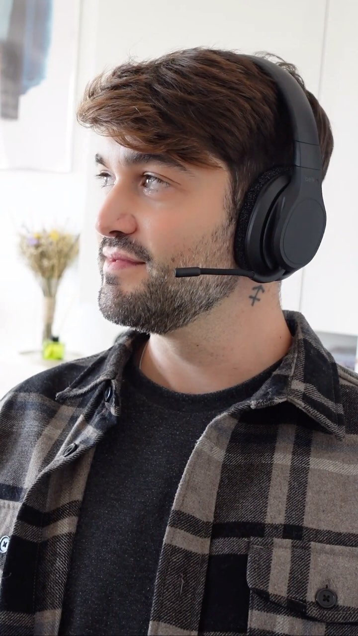 Instagram post by @mikynate for Belkin. Caption reads: So, my headset just broke down and now I have to....