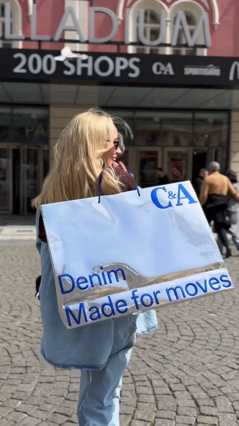 Instagram post by @anetjiskra for C&A. Caption reads: Nový pop-up od @ca najdete až do 25. 4. v Palladiu....