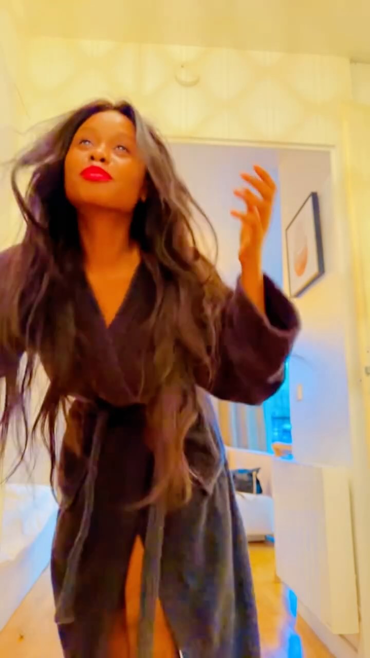 Instagram post by @maddymaznaz for BentleyRecords.io. Caption reads: Trying on my new brunette wig checking how it....