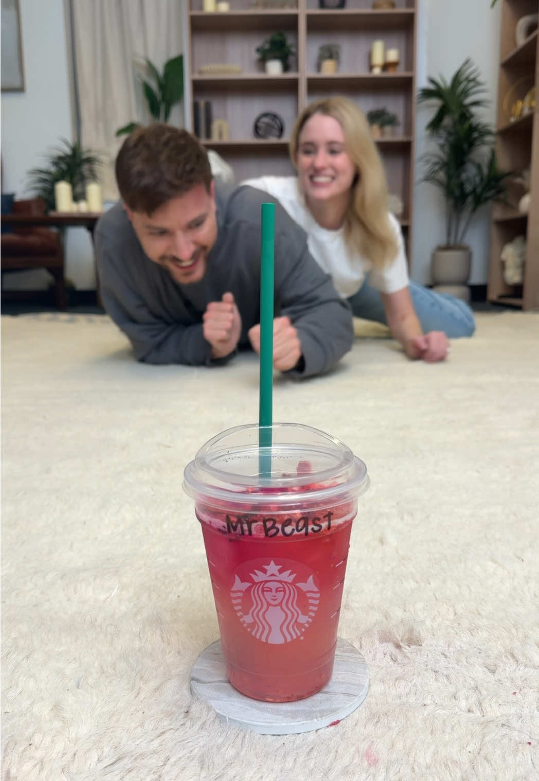 TikTok post by @mrbeast for Starbucks. Caption reads: [...] @TheaBooysen could lock in like that.....