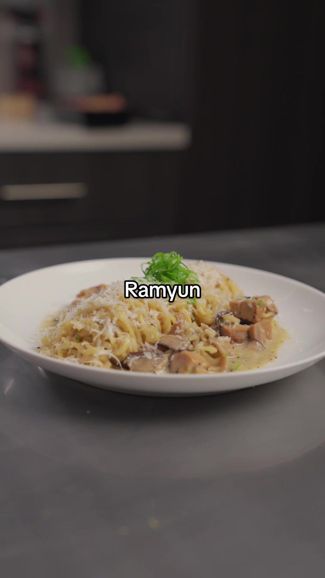 TikTok post by @peter.wj.lee for Nongshim America. Caption reads: Upgrading my Ramyun into a restaurant quality dish....