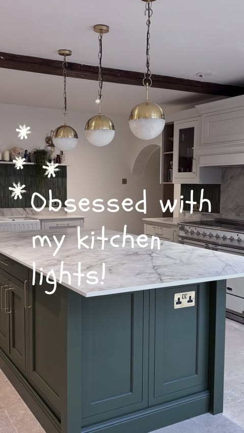 Instagram post by @renovatelikekate for Pooky. Caption reads: [...] my kitchen lights! They’re head to toe....