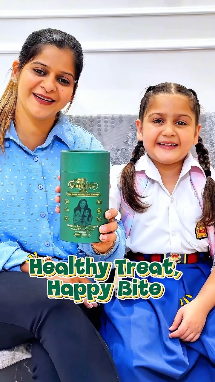 Instagram post by @prisha.sharma21 for Vasu Healthcare. Caption reads: Tasty bhi and healthy bhi! 🌿 
Choose Vasu Super....