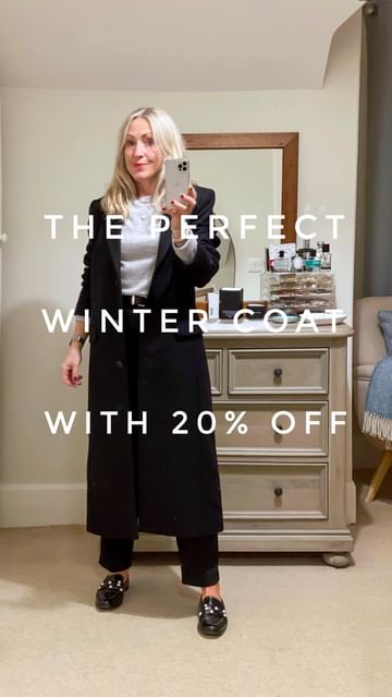 Instagram post by @whatkathydidnext for Baukjen. Caption reads: Ad| If you’re looking for a classic overcoat that....