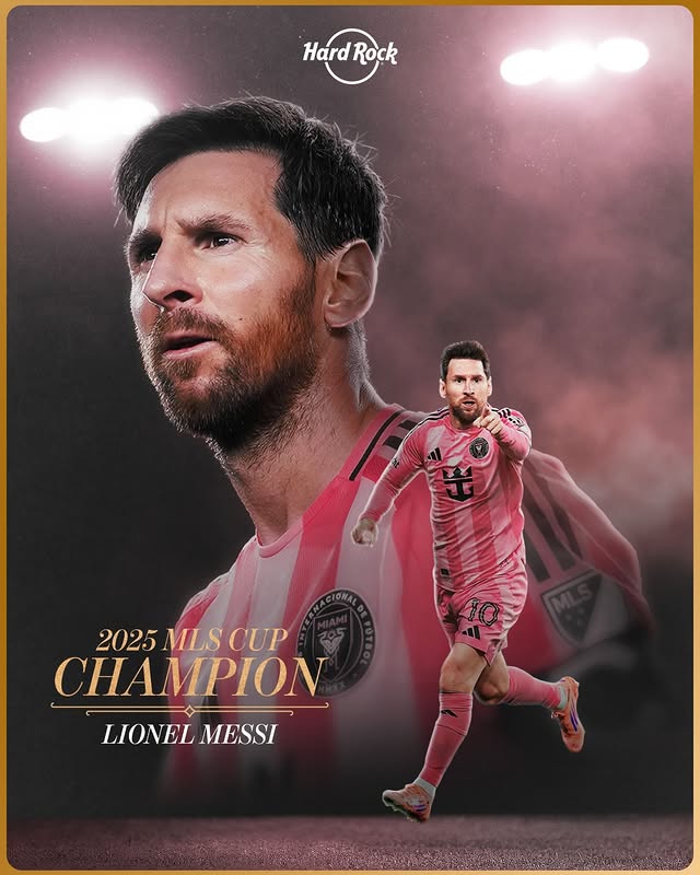 Instagram post by @officialhardrock for Hard Rock Cafe. Caption reads: INTER MIAMI ARE MLS CUP CHAMPS‼️

Congrats to....