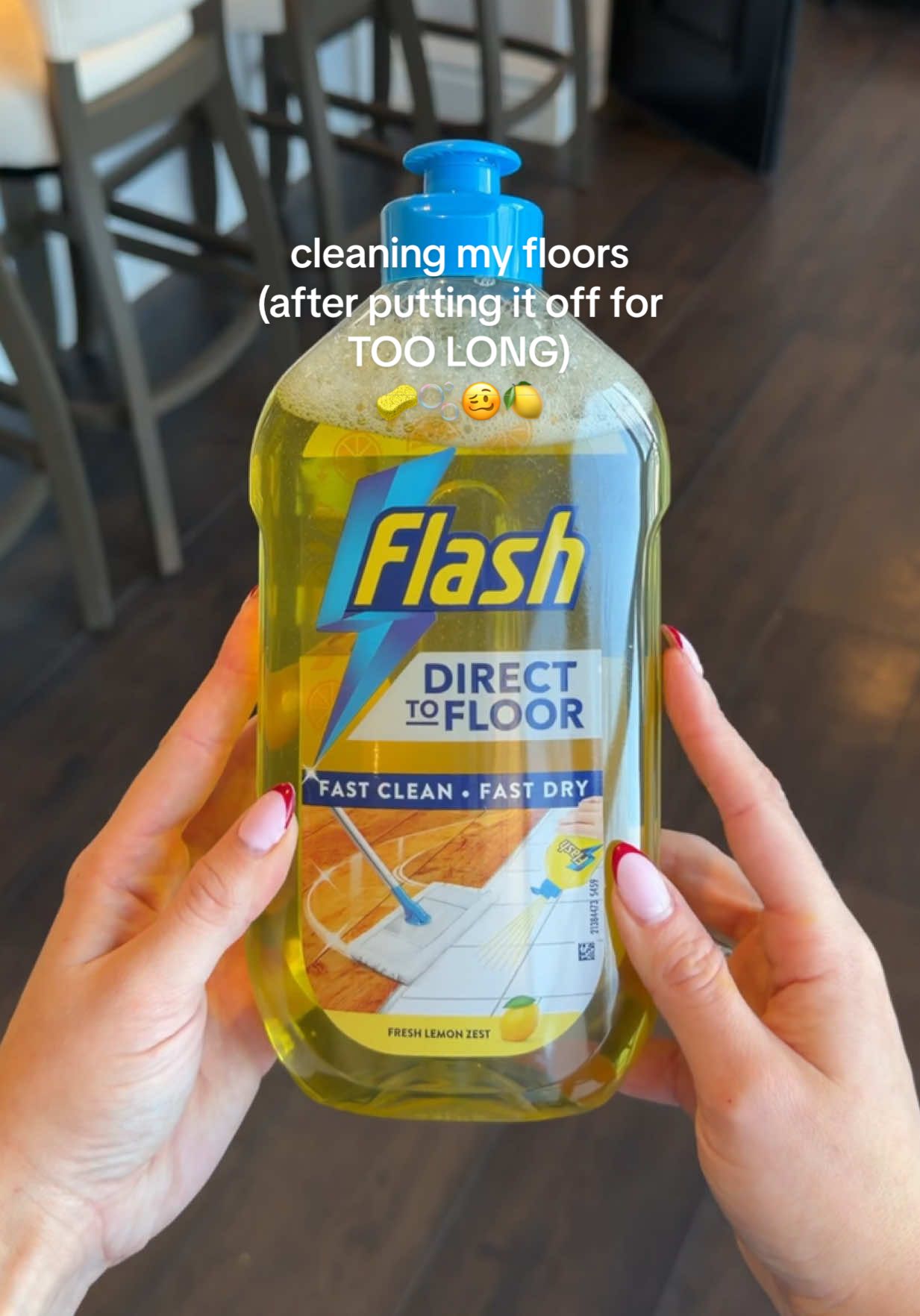 TikTok post by @tabbybellhome for Morrisons. Caption reads: My sofa is calling but my floors look APPALLING …....