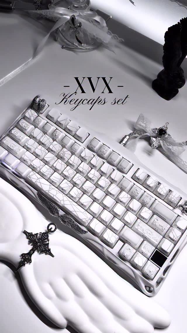 Instagram post by an influencer for XVX Keyboard. Caption reads: ݁ᛪ༙{ ad/gifted }٠࣪ ♱⃓. | | thank you....
