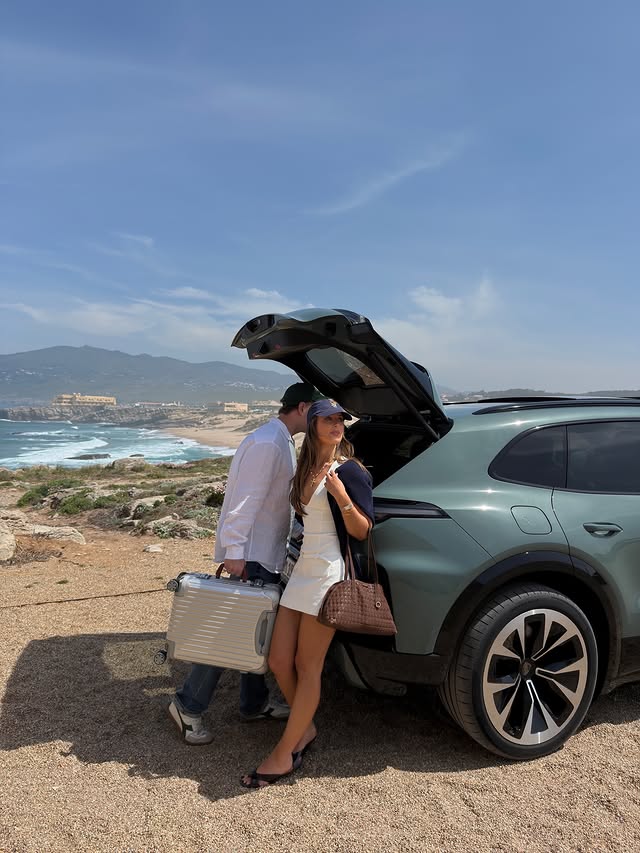 Instagram post by @keziacook for Porsche. Caption reads: [...] portugal with the new Cayenne Electric....