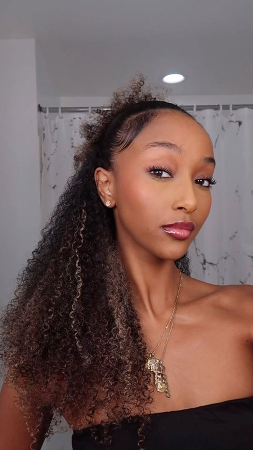 Instagram post by @bethermias for Curlsqueen. Caption reads: [...] styles you can do with them🙂‍↔️😍....