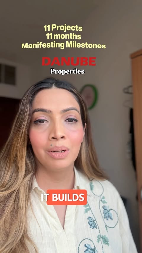 Instagram post by @blogindxb for Danube Properties. Caption reads: [...] months. One promise — delivered. Danube....