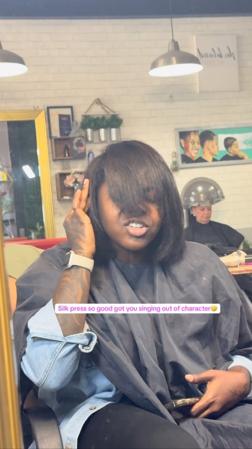 Instagram post by @shhmoneycurl for Beachwaver Co.. Caption reads: When the silk press is PRESSING 😂😜 I used ALL....