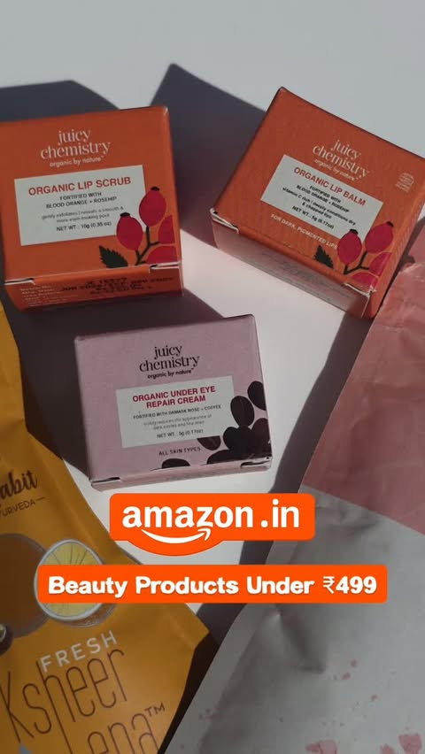 Instagram post by @amritkaur_amy for Juicy Chemistry. Caption reads: My skincare shelf just got three new brands from....