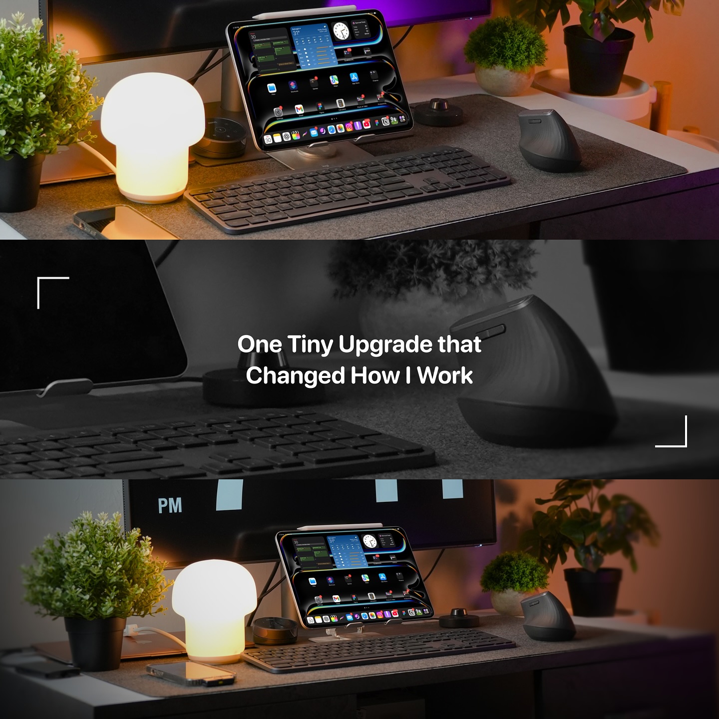 Instagram post by @uiux.asim for Logitech. Caption reads: Been upgrading my setup bit by bit. Nothing wild —....